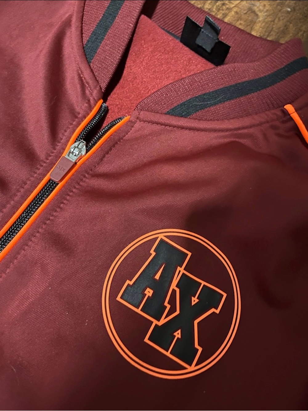 Armani Exchange Deep Red Track Jacket with Black Trim - Picture 5 of 6